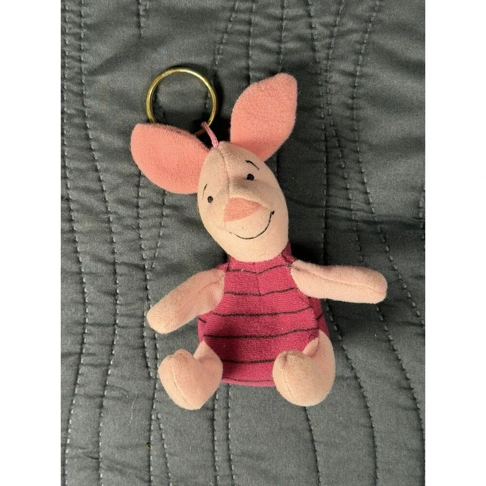 Vintage Disney Winnie the Pooh Piglet Plush Coin Purse Keychain Zipper Pouch 6